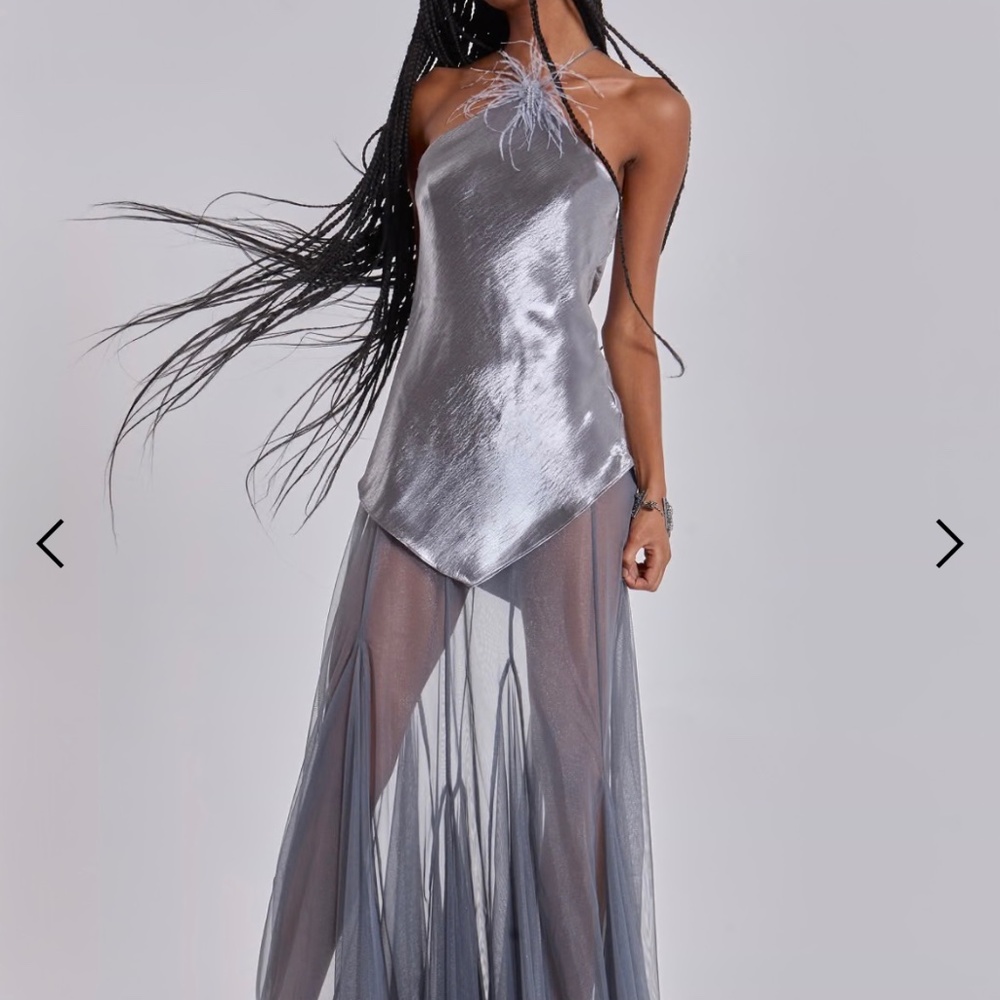 Jaded London Talassa Maxi Dress with Real Feather with Tags